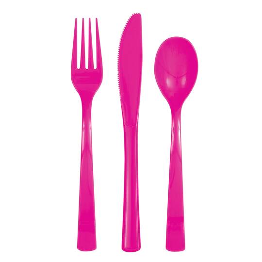 18 Pink Plastic Cutlery Assortments 